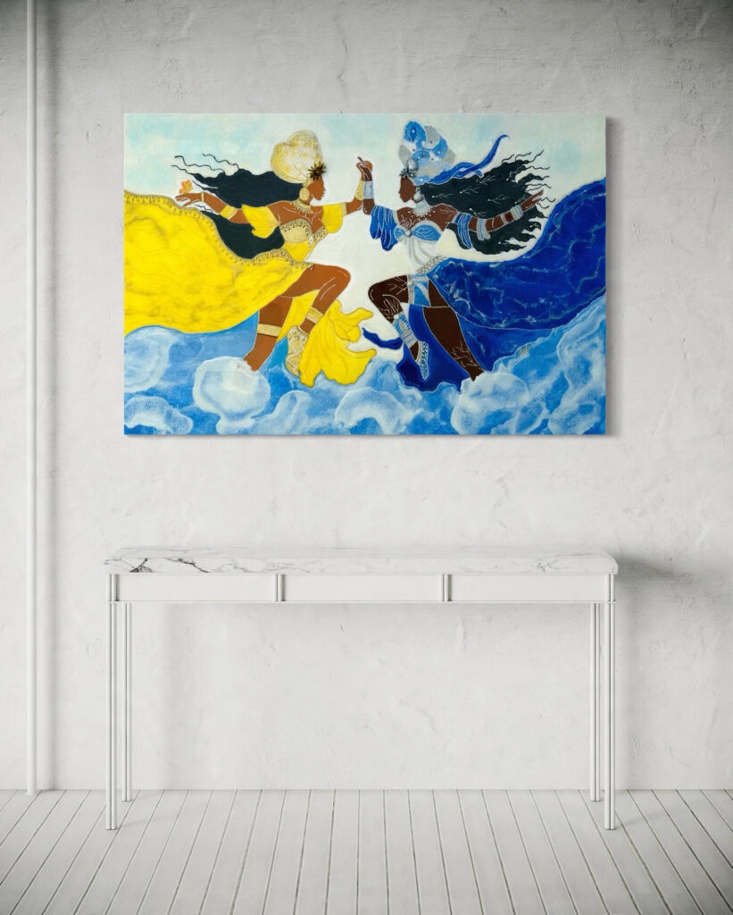 Oshun y Yemaya — luxury epoxy resin art by KIKI by Kirenia Alvarez, Miami