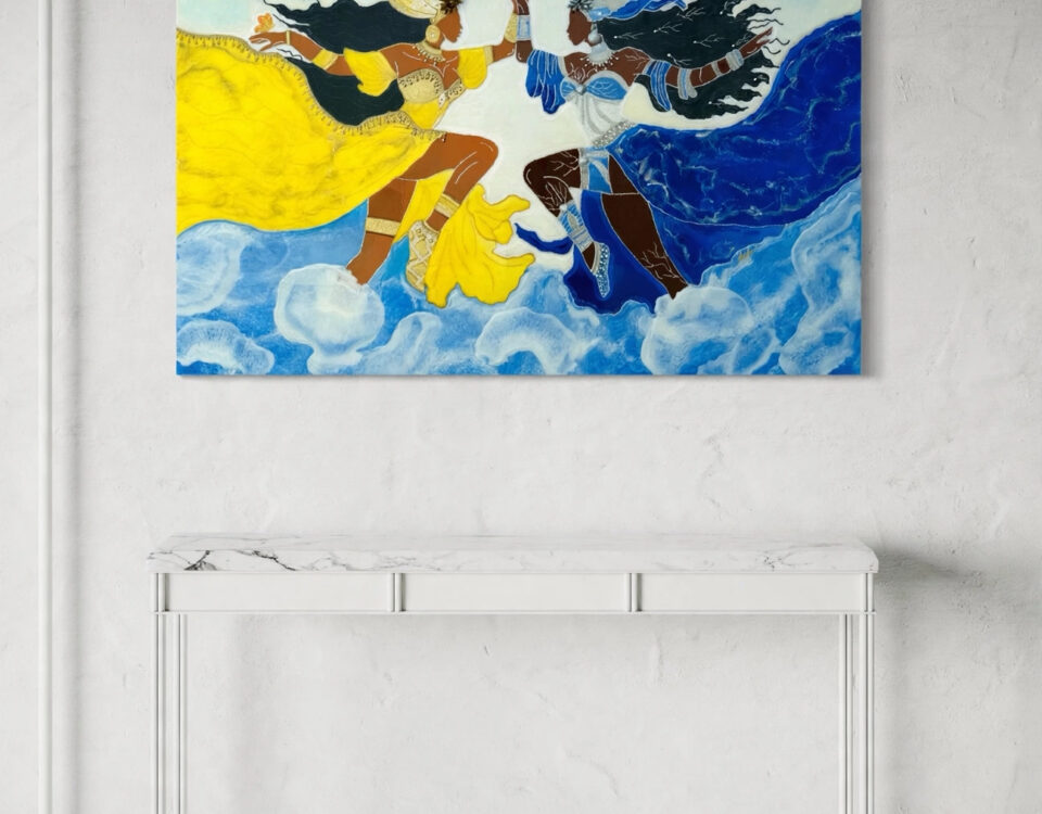 Oshun y Yemaya — luxury epoxy resin art by KIKI by Kirenia Alvarez, Miami