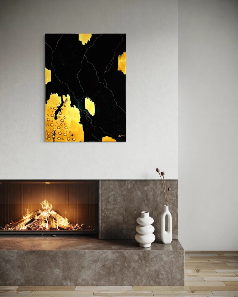 Gold and Onyx — luxury epoxy resin art by KIKI by Kirenia Alvarez, Miami