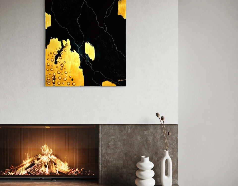 Gold and Onyx — luxury epoxy resin art by KIKI by Kirenia Alvarez, Miami